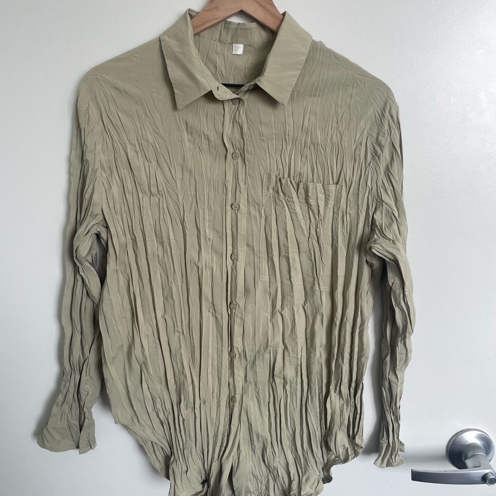 COS wrinkled pleated texture shirt 34